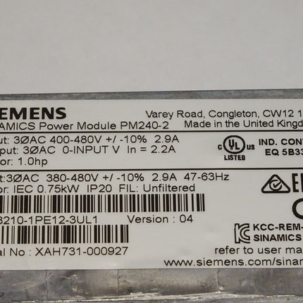 Siemens Sinamics PM240-2 6SL3210-1PE12-3UL1 / Neu