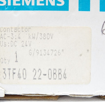 Siemens Contactor 3TF4022-0BB4 / OVP