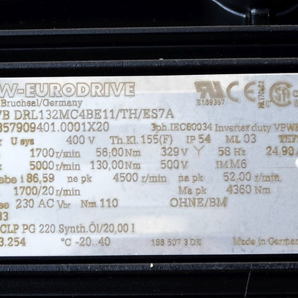 SEW Eurodrive Getriebemotor FA97B DRL132MC4BE11/TH/ES7A 01.7857909401.0001X20 Motor 1700min-1 i86,59 Getriebe 4500min-1 / Unbenutzt mit Lagerspuren