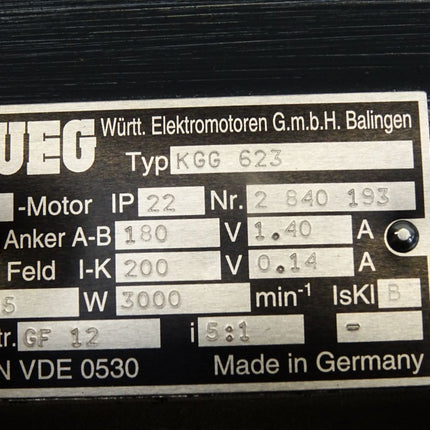 WEG KGG623 KGG 623 G-Motor Getriebemotor GF12 3000min-1 i 5:1 185W / Neu