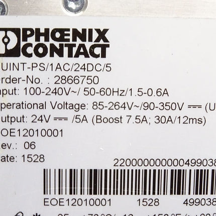 Phoenix Contact 2866750 QUINT-PS/1AC/24DC/5 Stromversorgung