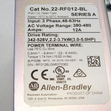 Allen Bradley Line Filter 22-RF012-BL / Neuwertig