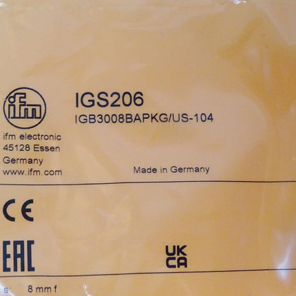 Ifm electronic Induktiver Sensor IGS206 IGB3008BAPKG/US-104 / Neu OVP