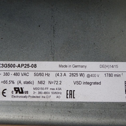 Ebm-papst Lüfter R3G500-AP25-01 3 Phase 380-480VAC 4.3 A 2825W 1780min-1 K3G500-AP25-08