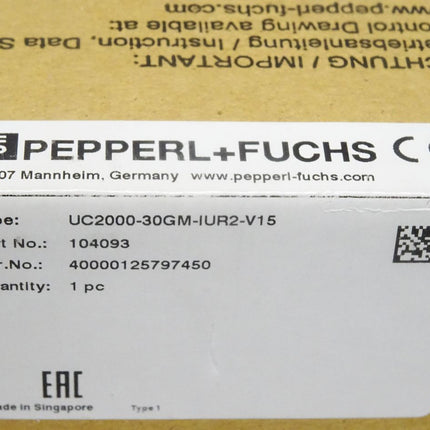 Pepperl+Fuchs Ultraschallsensor 104093 UC2000-30GM-IUR2-V15 / Neu OVP