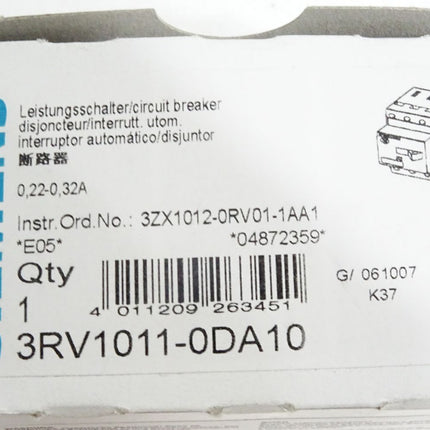 Siemens Leistungsschalter 3RV1011-0DA10 / Neu OVP