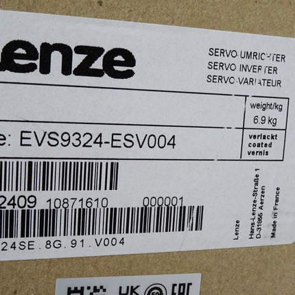 Lenze Servo Umrichter 1.5kW 13462409 EVS9324-ESV004 33.9324SE.8G.91.V004 EVS9324-ES safe standstill / Neu OVP versiegelt