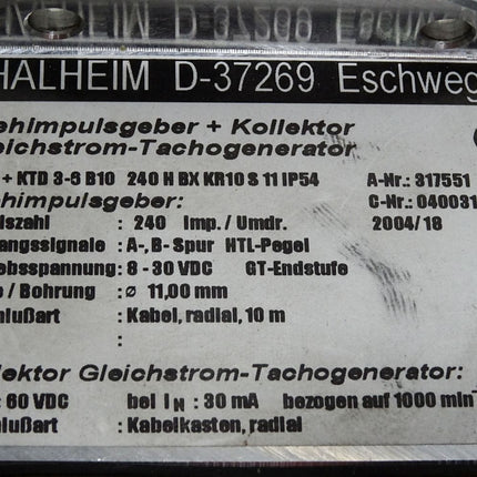 Thalheim Drehimpulsgeber + Kollektor 317551 ITD4 + KTD 3-6 B10 240 H BX KR10 S 11 240 Imp. 1000min-1