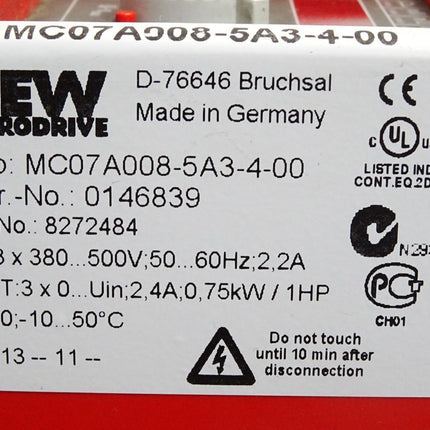 SEW Eurodrive 0.75kW MC07A008-5A3-4-00 8272484