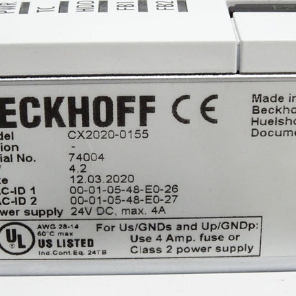 Beckhoff CPU-Grundmodul CX2020-0155  + Netzteilmodul CX2100-0004