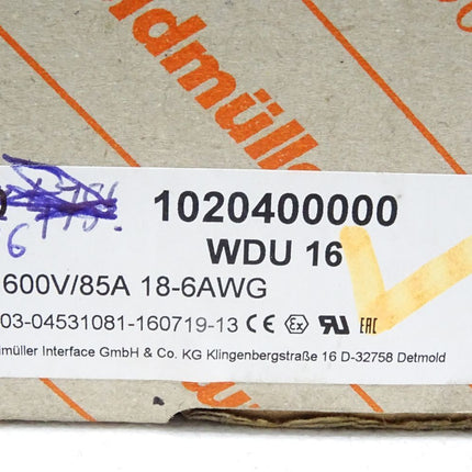 Weidmüller 1020400000 Durchgangs-Reihenklemme WDU 16 / Inhalt:46 Stück / Neu OVP