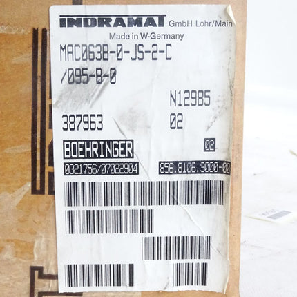 Indramat PERMANENTMAGNET DREHSTROMSERVOMOTOR / MAC 063B-0-JS-2-C/095-B-0 / Neu OVP