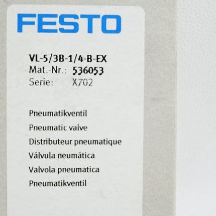 Festo 536053 VL-5/3B-1/4-B-EX Pneumatikventil / Neu OVP