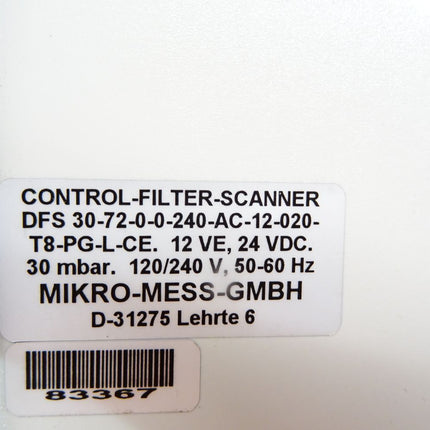 Mikro-Mess Control-Filter-Scanner DFS / DFS30-72-0-0-240-AC-12-020-T8-PG-L-CE / Neu OVP