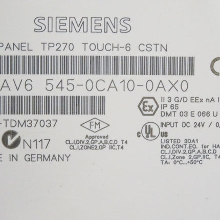 Siemens Backcover Rückschale Panel TP270 Touch-6 CSTN 6AV6545-0CA10-0AX0 6AV6 545-0CA10-0AX0