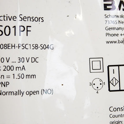 Balluff BES01PF BES M08EH-PSC15B-S04G Induktiver Standardsensor / Neu OVP