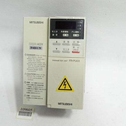 Mitsubishi Inverter FR-A024-0.75KP FR-A024-0.75K-P 0.75kW + Parameter Unit FR-PU03