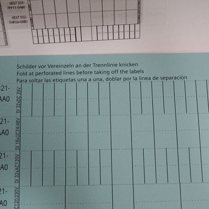 Siemens Beschriftungen für Fronttür 6ES7328-0AA00-7AA0 6ES7 328-0AA00-7AA0 / Inhalt:5 Stück / Neu OVP