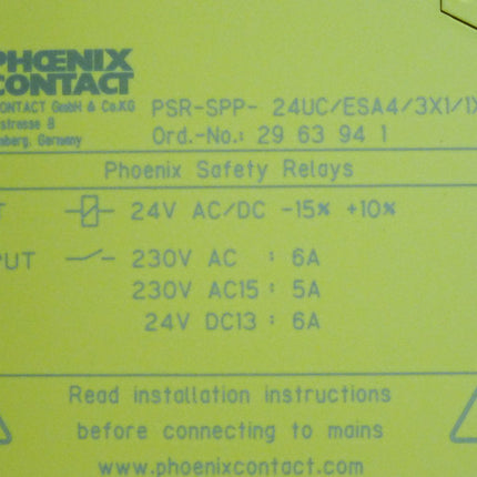 Phoenix Contact 2963941 PSR-SPP- 24UC/ESA4/3X1/1X2/B Sicherheitsrelais / Unbenutzt