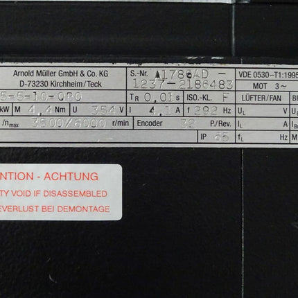 AMK DT5-5-10-QB0 / Servomotor / 1,61KW / 354V / 3500/6000 r/min