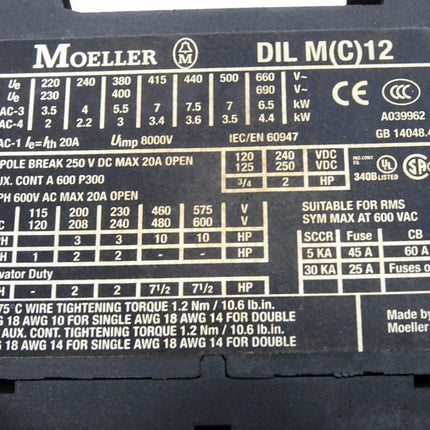 Moeller PKZM0-12 Motorschutzschalter + DILM12-10