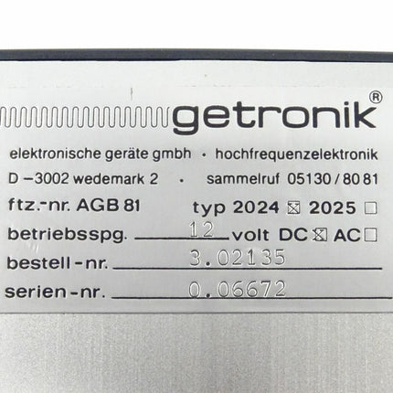 GETRONIK® Elektronische Geräte GmbH AGB81 3.02135 / 0.06672 Hochfrequenzelektronik - NEU-OVP