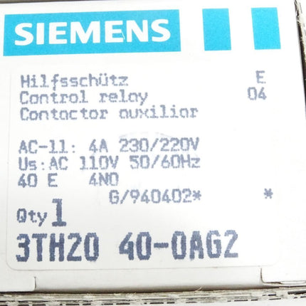 Siemens Hilfsschütz 3TH2040-0AG2 / Neu OVP