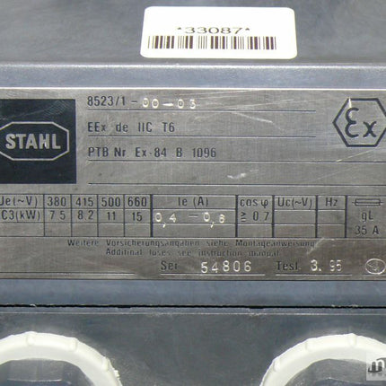 Stahl 8523/1-00-03 / EEx de IIC T6 PTB Nr Ex-84 B 1096 Neuwertig