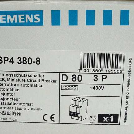 Siemens Leitungsschutzschalter 5SP4 380-8 5SP4380-8 / Neu OVP