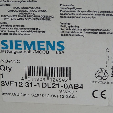 Siemens Leistungsschalter 3VF1231-1DL21-0AB4 / Neu OVP