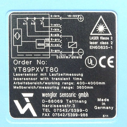 Wenglor YT89PXVT80 Lasersensor