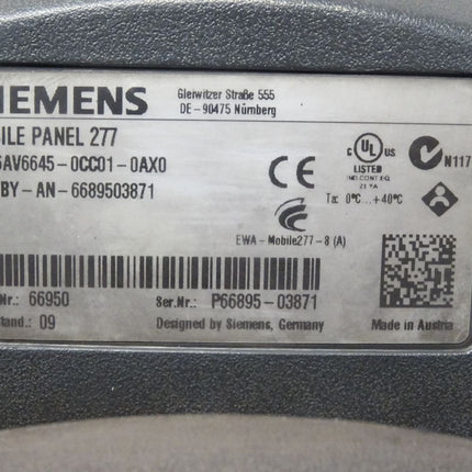 Siemens Mobile Panel 277 6AV6645-0CC01-0AX0 6AV6 645-0CC01-0AX0