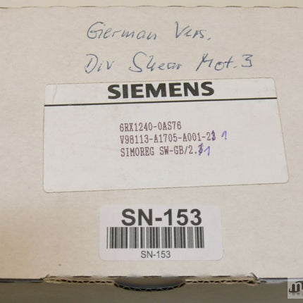 Siemens 6RX1240-0AS76 Simoreg 6RX1 240-0AS76 C98043-A1630-L1 SW-Deutsch / NEU-OVP