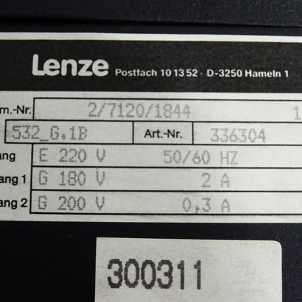 Lenze Drehzahlregler 532_G.1B 336304 - Gehäuse mit Steuerung 5032 GP.1B 336303