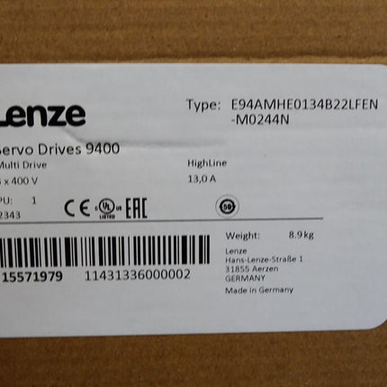 Lenze Servo Drives 9400 15571979 E94AMHE0134B22LFEN-M0244N 5.5kW E94AYAB E94AYM22 E94AYFLF E94AYCEN / Neu OVP versiegelt