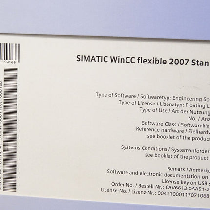 Siemens 6AV6 612-0AA51-2CA5 6AV6612-0AA51-2CA5 SIMATIC WinCC Flexible 2007 Standard Software