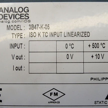 Analog Devices 3B47-K-05 / ISO K TC INPUT LINEARIZED