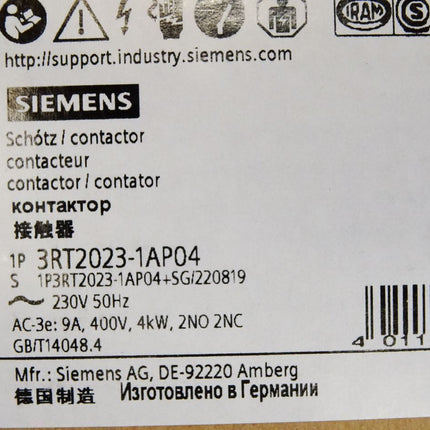 Siemens Schütz 3RT2023-1AP04 / Neu OVP