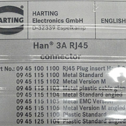 Harting Han 3ARJ45 Steckverbinder-Set 09451001100 neu-versiegelt