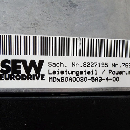 SEW Eurodrive Movidrive Umrichter 3kW MDF60A0030-5A3-4-00 826466X Powerunit MDX60A0030-5A3-4-008227195 Steuerkopf MDF60A-00 8227012