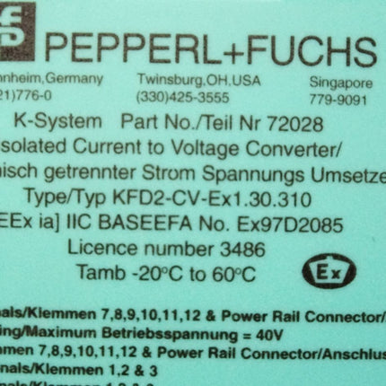 Pepperl+Fuchs K-System 72028 KFD2-CV-Ex1.30.310