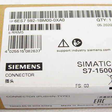 Siemens S7-1500 Frontstecker 6ES7592-1BM00-0XA0 6ES7 592-1BM00-0XA0 / Neu OVP versiegelt