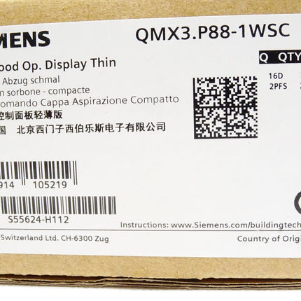 Siemens Bedienung Abzug schmal QMX3.P88-1WSC / Neu OVP