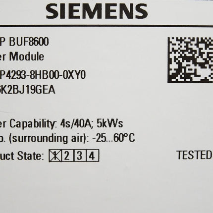 Siemens Sitop BUF8600 6EP4293-8HB00-0XY0 6EP4 293-8HB00-0XY0 Buffer Module