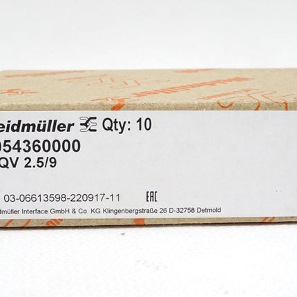 Weidmüller 1054360000 WQV 2.5/9 Querverbinder / Inhalt:10 Stück / Neu OVP