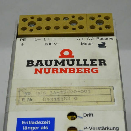 Baumüller BGS 3A-15-20-003 Servoregler Regelung Steuerung