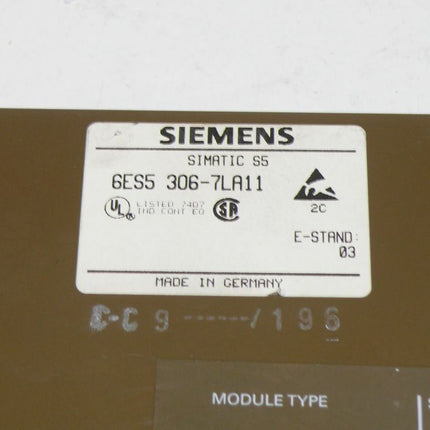 Siemens Simatic S5 6ES5306-7LA11 / 6ES5 306-7LA11 E:03