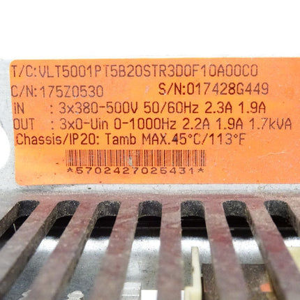 Danfoss VLT5000 VLT5001PT5B20STR3D0F10A00C0 175Z0530 Frequenzumrichter 1.7kVA