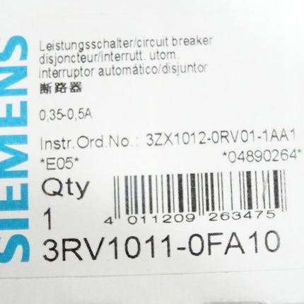 Siemens Leistungsschalter 3RV1011-0FA10 / Neu OVP