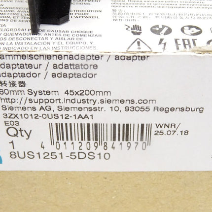 Siemens Sammelschienenadapter 8US1251-5DS10 / Neu OVP